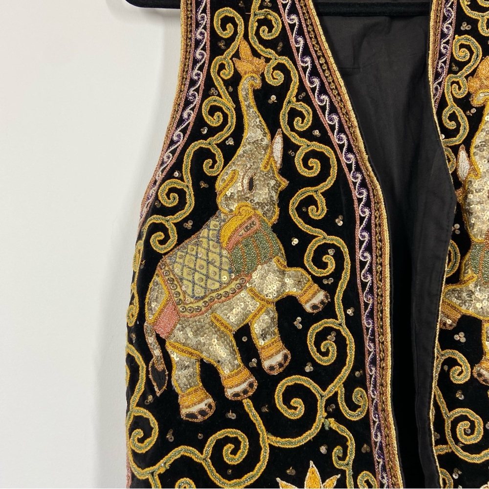 Vintage Vest Elephants Sequin Party Statement - Picture 6 of 10